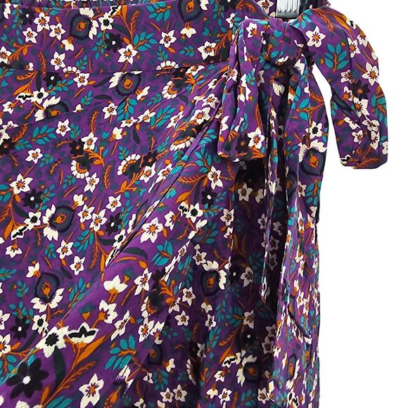 Band Of The Free Womans size L Linaelle Purple Ditzy Floral Wrap Midi Skirt NEW - Picture 3 of 8